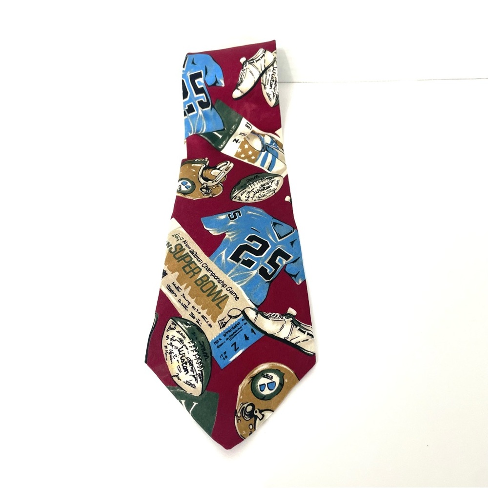 Hathaway NFL 100% Silk Tie Super Bowl Football 59" X 4" Retro